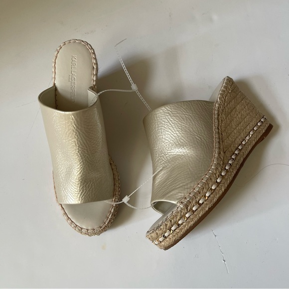 Karl Lagerfield Paris Carina Women Slip On Open Toe Wedge Sandals - Picture 7 of 11